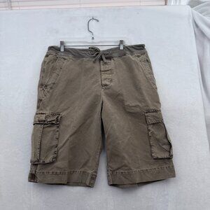James Perse Cargo Shorts Mens 3 36 Brown Dyed Elastic Wasit Drawstring Casual